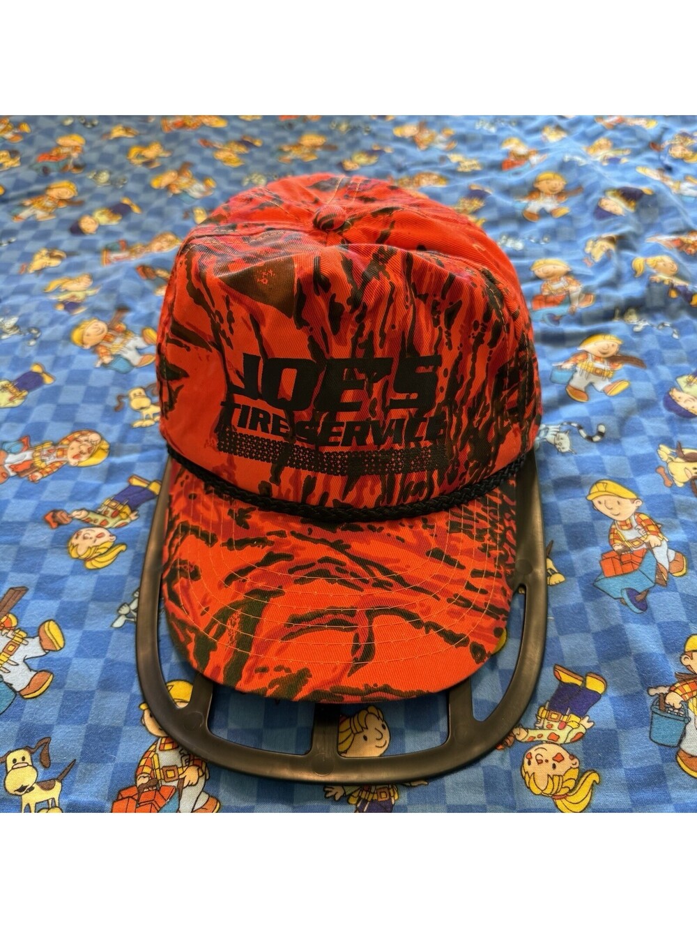 Vintage 80s/90s Orange Camo Cobra Joes Tire Hunting Snapback Hat Cap OSFM